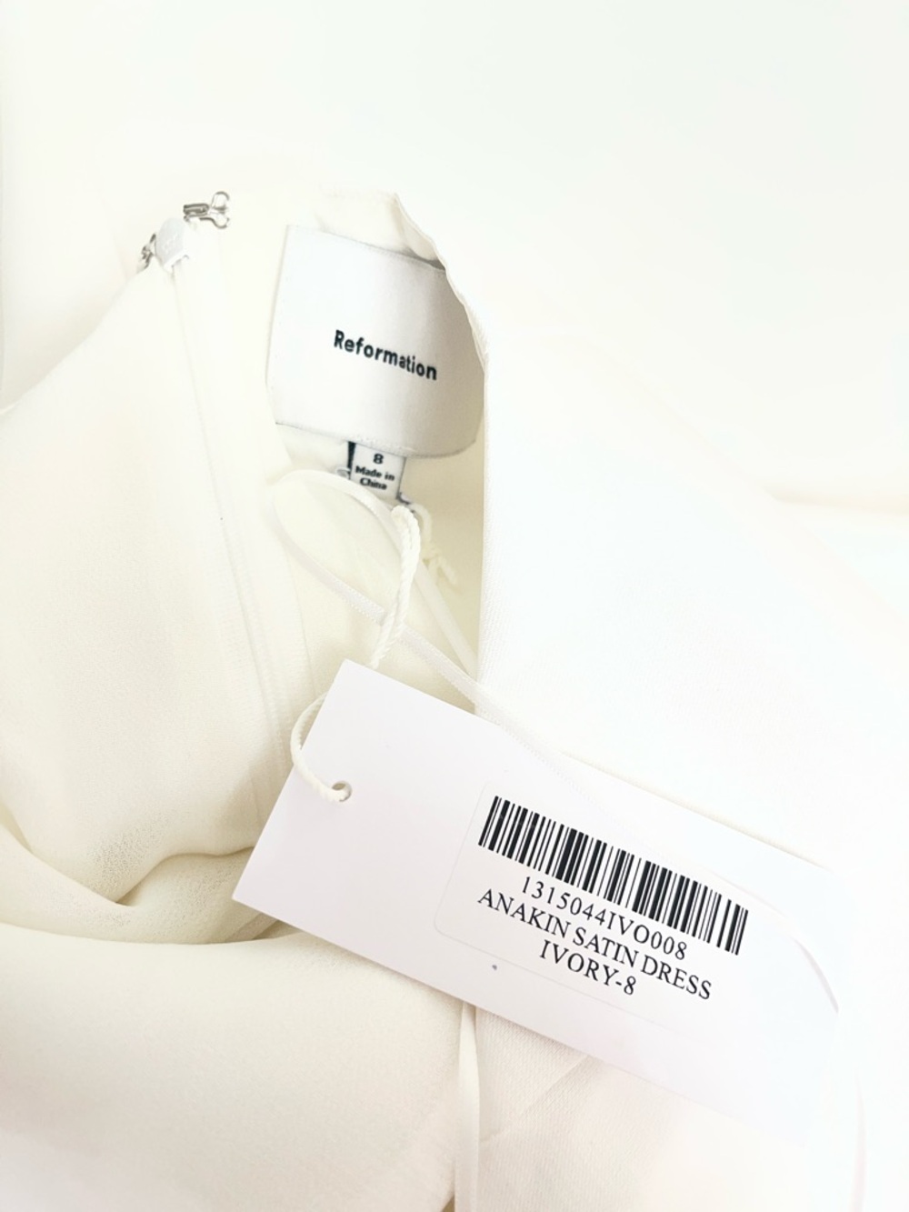 REFORMATION Anakin Satin White Mini Dress Size 8 - Picture 7 of 8